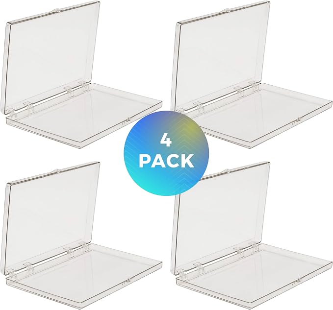 4-Pack Clear Hinged Plastic Containers, Keepsake Storage Boxes, Made in USA - Image 2