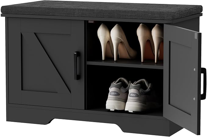HOMSHO Farmhouse Shoe Storage Bench - Image 8