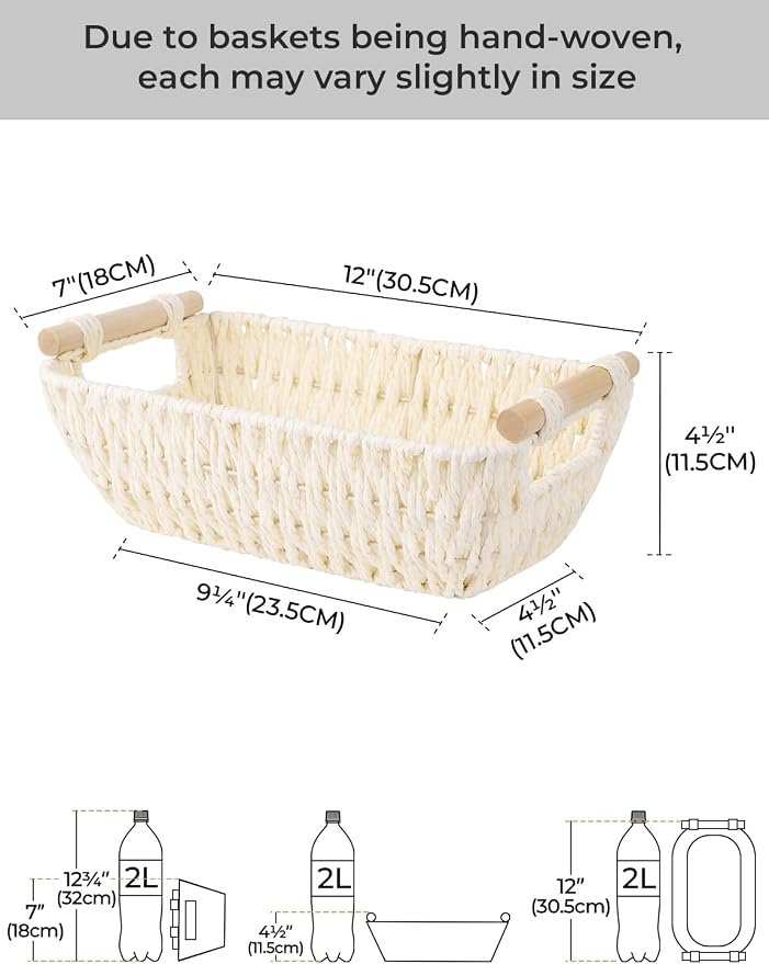 StorageWorks Round Paper Rope Woven Basket - Image 2