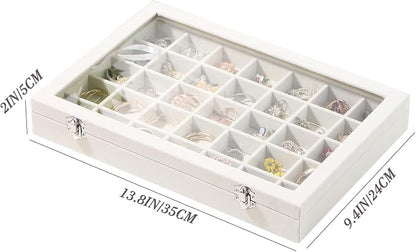 Coward Ring Earring Jewelry Organizer Box, 35 Grids Dustproof Display Holder - Image 6