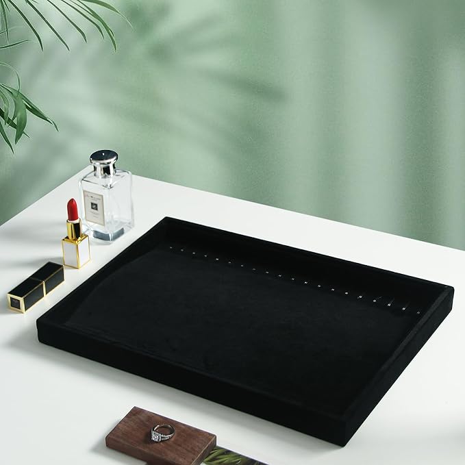 Coward Set of 2 Black Velvet Stackable Necklace Holder Organizer Tray Velvet - Image 4