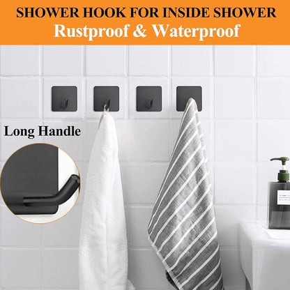 FOTYRIG Adhesive Towel Hooks No Drill Wall Hooks Stick on Wall Hangers Shower - Image 5