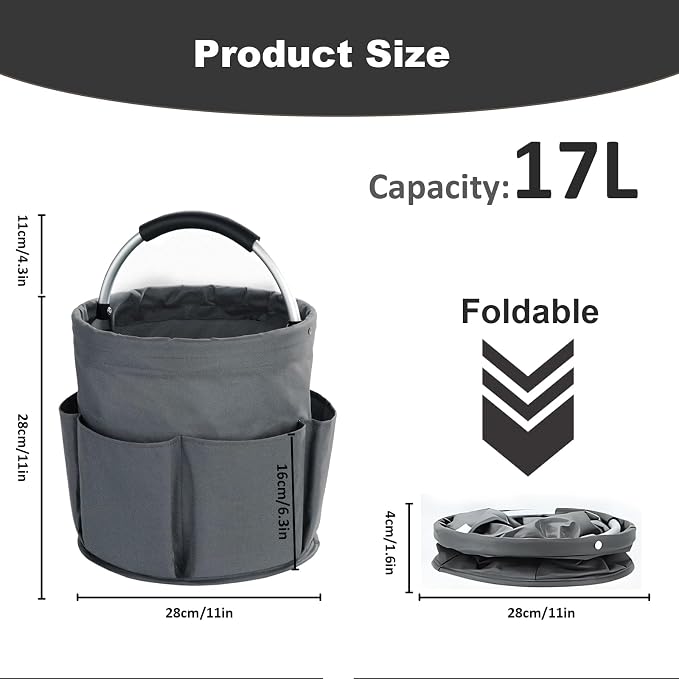 17L Cleaning Caddy with Handle, Cleaning Supplies Organizer, Foldable Storage - Image 4