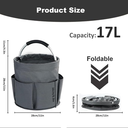 17L Cleaning Caddy with Handle, Cleaning Supplies Organizer, Foldable Storage - Image 4