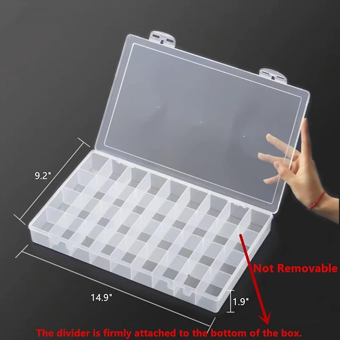 Feadily 2PCS 36 Grids Large Plastic Organizer Box - Image 2