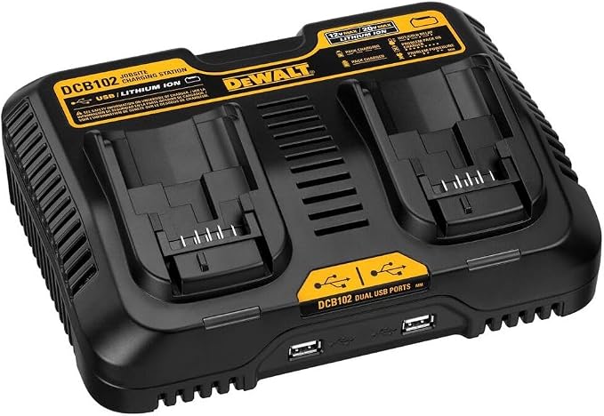 DEWALT 12/20V MAX Battery Charger, Dual Charging Station, 2-USB Ports Included by Unknown