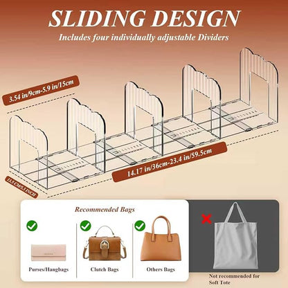 Clear Purse Organizer for Closet, Adjustable Purse Storage Handbag Storage - Image 4