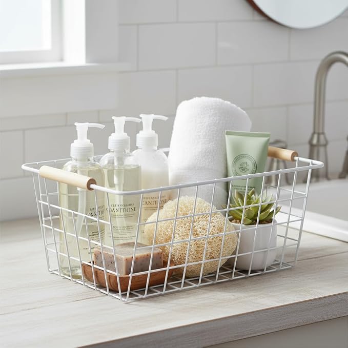 White Metal Wire Food Storage Basket - Image 8