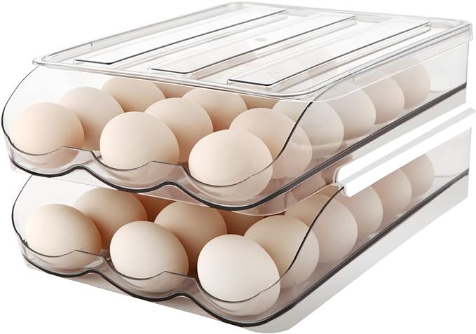 Egg Holder for Fridge, Automatically Rolling Egg Storage Container for by MesRosa