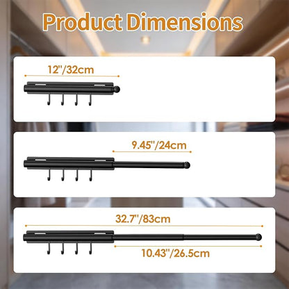 Lewondr 12" Valet Rod for Closet Pull Out, 2 Pack | Adjustable, Heavy Duty - Image 2
