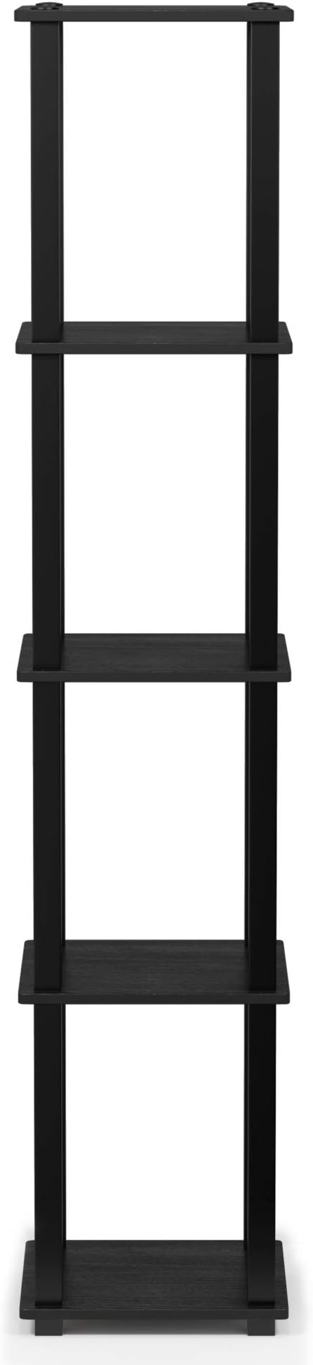 FURINNO Turn-S-Tube 5-Tier Corner Square Rack Display Shelf, Americano/Black - Image 6
