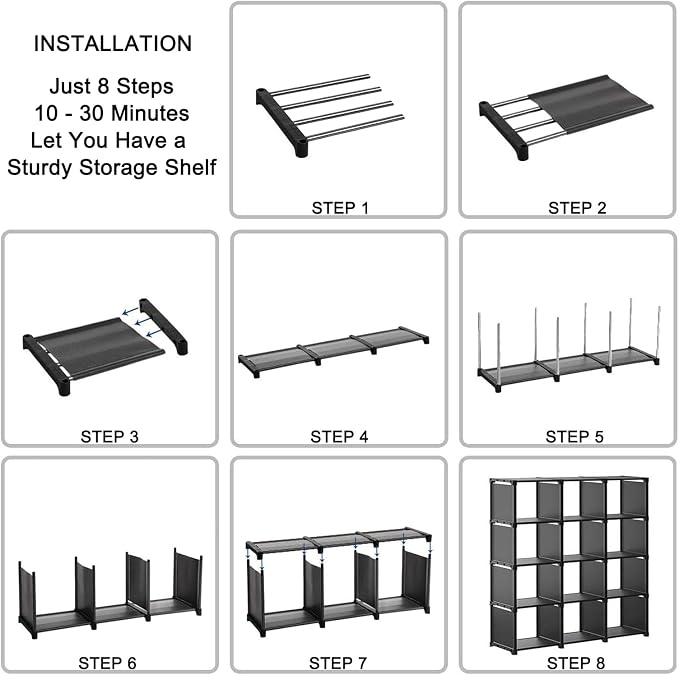 12 Cube Storage Organizer Book Shelves, DIY Open Stackable Bookshelf, Extra - Image 4