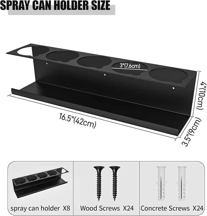 8 Pack Spray Bottle Holder Wall-Mounted, Aerosol Spray Can Holder Storage Rack - Image 2