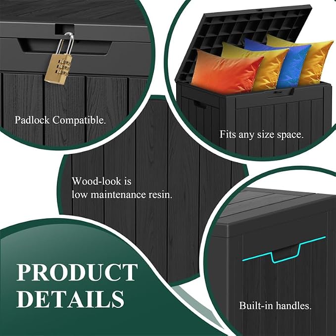 30 Gallon Outdoor Storage Box, Resin Deck Boxes Waterproof, Indoor Outdoor Bin - Image 4