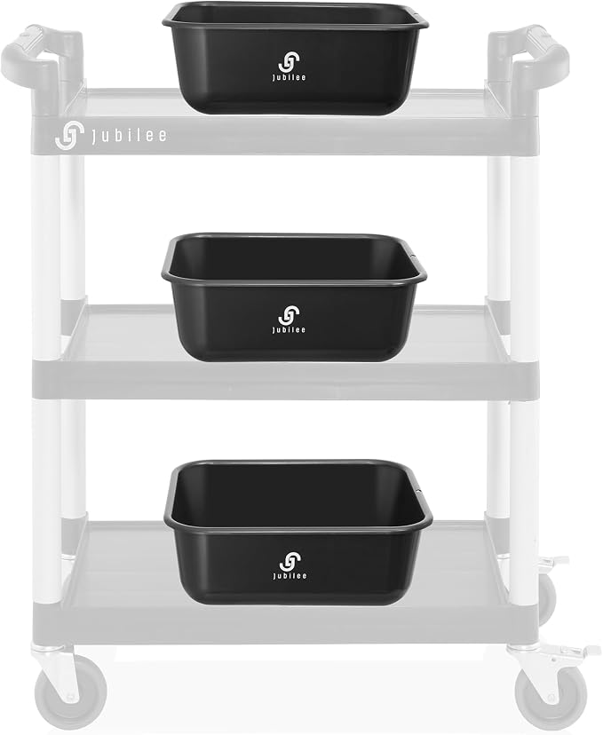 Jubilee 4-Pk Plastic Storage Bin, 11L Black Bus Utility Tub – Heavy Duty - Image 4