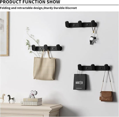 Coat Rack Wall Mount Black, 3 Hooks Rack Metal Coat Hanger Wall - Image 2