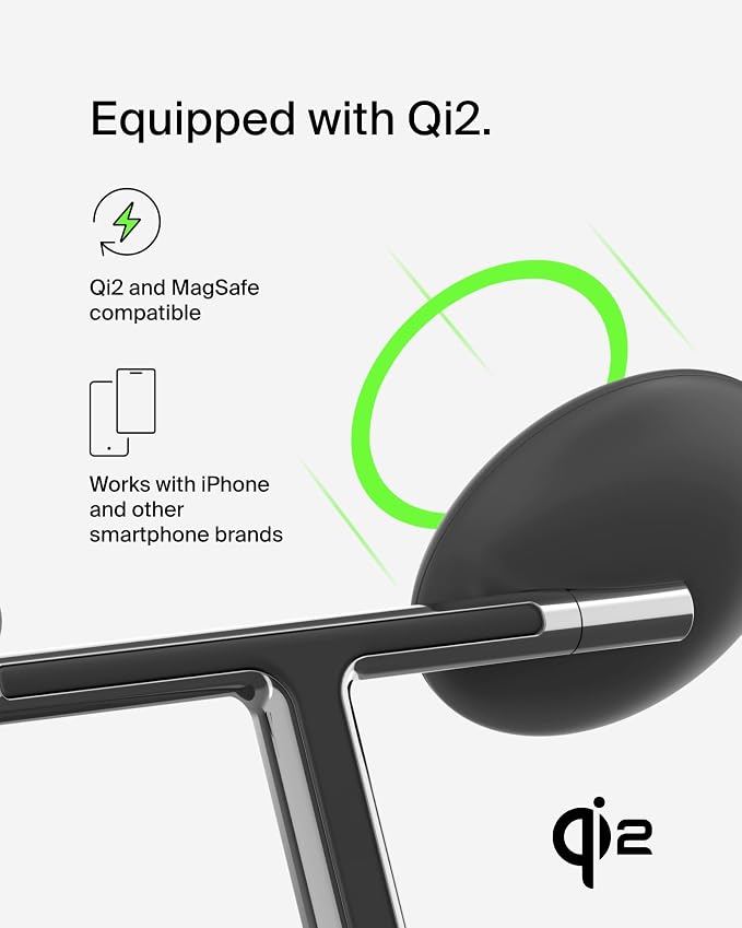 Belkin MagSafe-Compatible 3-in-1 Wireless Charger Stand 15W - Image 3