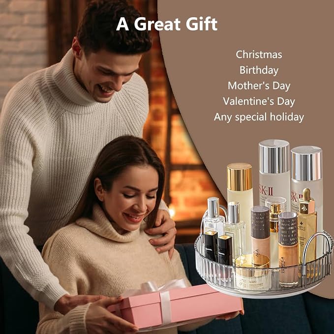 Rotating Makeup Organizer for Vanity, Spinning Cosmetics Storage for Bathroom - Image 7