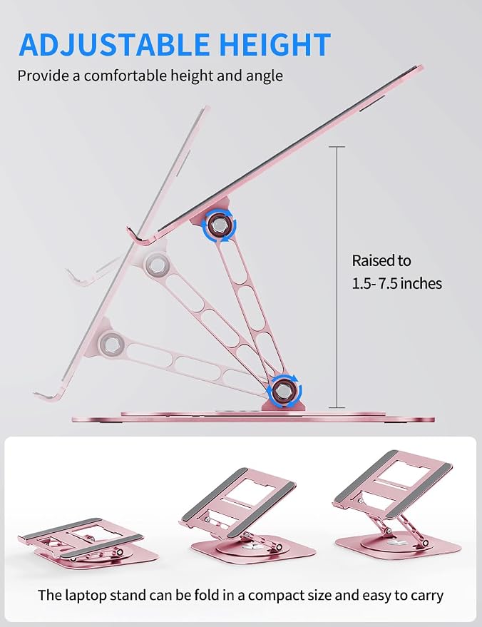Adjustable Laptop Stand with 360 Rotating Base, Computer Stand - Image 3