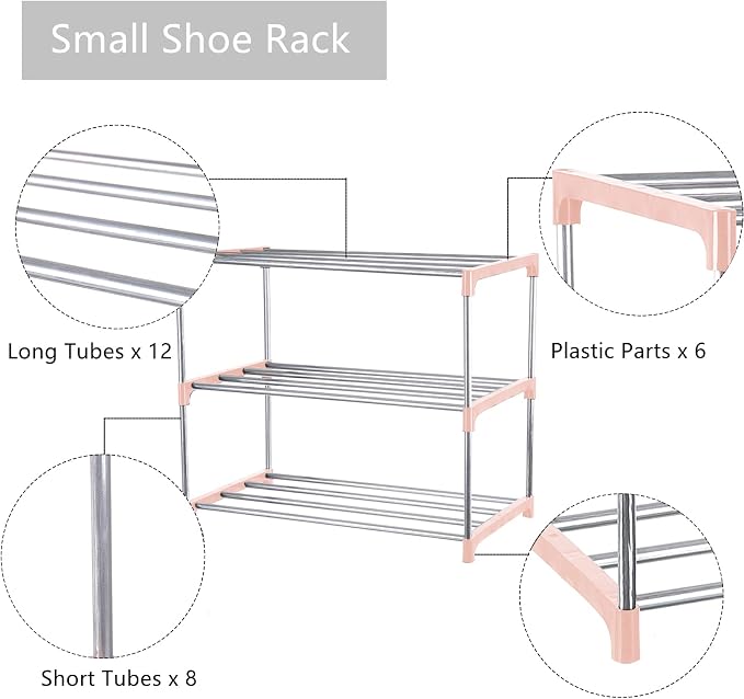 Small Shoe Rack, Narrow Stackable Shoe Shelf Organizer | - Image 5