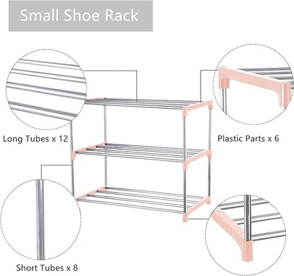 Small Shoe Rack, Narrow Stackable Shoe Shelf Organizer | - Image 5