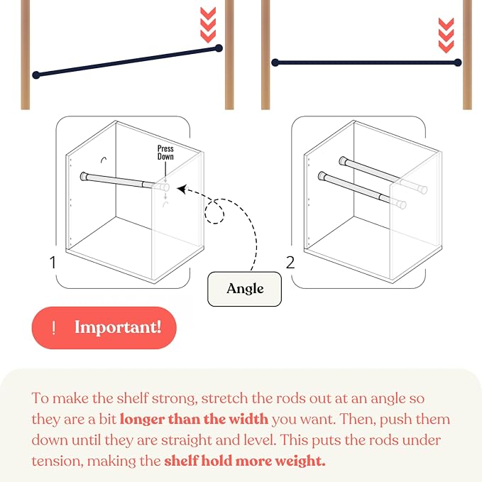 Home in Bold Tension Rod Shelving Expandable Closet Tension Shelf Storage Rack - Image 2