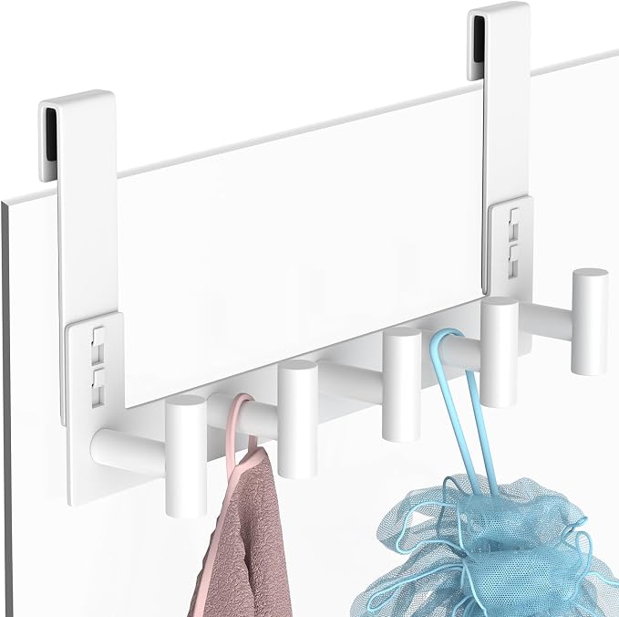 PMMASTO No-Drill Extra Long Shower Hooks, Fits 3/8" Thick Door, Heavy Duty by PMMASTO