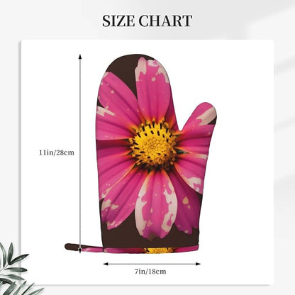 Flower Print Oven Mitts Set of 2, Heat Resistant Silicone Oven Mittens Gloves - Image 4