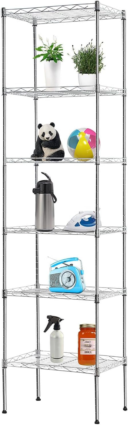 PayLessHere | 6-Tier Wire Shelf | 17"x12"x64" | Chrome | Adjustable Racks | by BestOffice