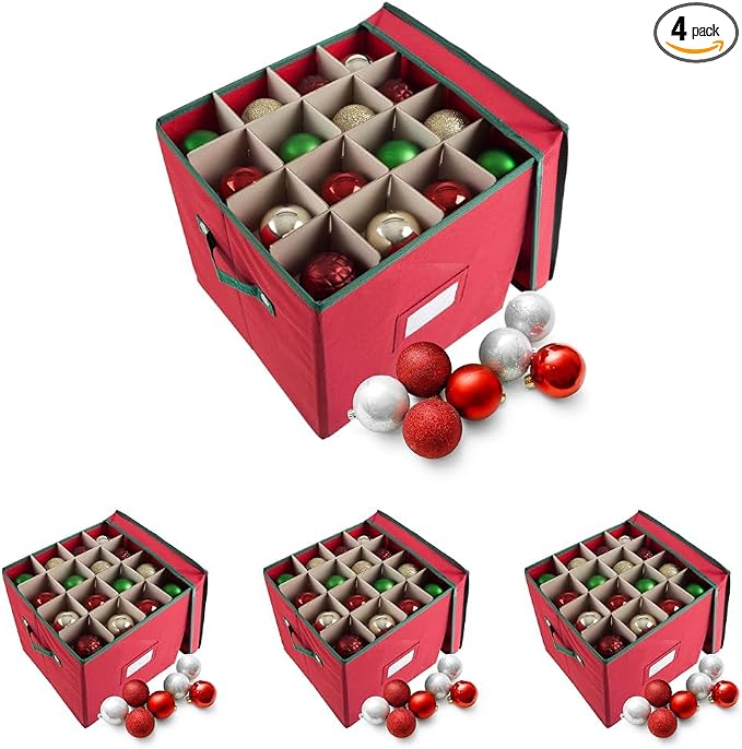 Elf Stor Christmas Box with Adjustable Dividers and Lid Ornaments Storage by ElfStor