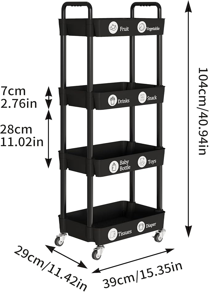 Laiensia 4-Tier Rolling Cart - Image 4