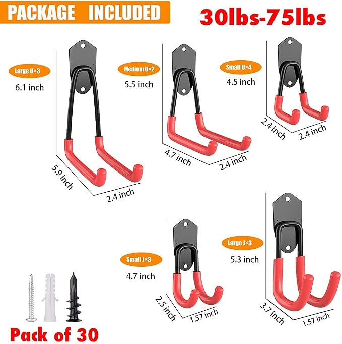 TORACK Garage Hooks Heavy Duty, 15 Pack Wall Mount Steel Utility Hooks&Hangers - Image 4