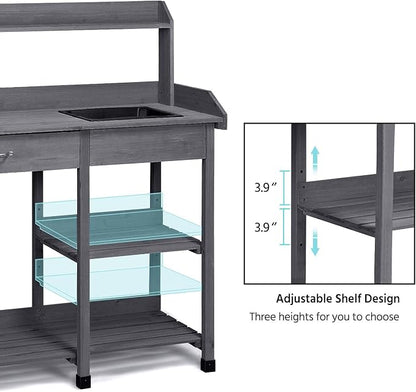 Topeakmart 45.2x17.7x47.6'' Potting Benches Outdoor Garden Potting Table Work - Image 4