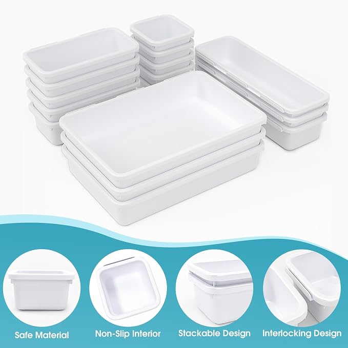 16 PCS Drawer Organizer Set, 4 Size Makeup Drawer Divider Organizer - Image 3