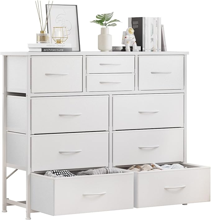 LUMTOK 10 Drawers Dresser with Fabric Bin by LUMTOK