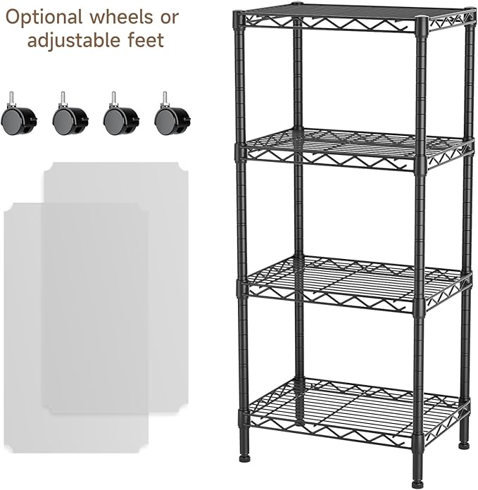 4 Tier Adjustable Storage Shelves Heavy Duty Metal Utility Shelf Wire Shelving - Image 4