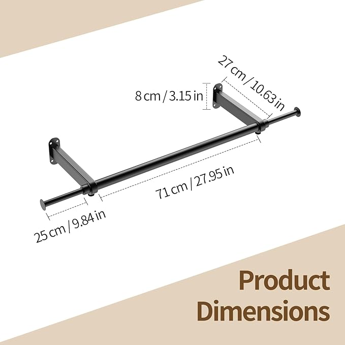 Luxspire Wall Mounted Clothes Rack, Industrial Pipe Clothing Rack, Laundry Room - Image 3