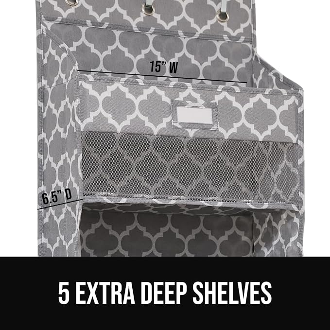 GORILLA GRIP Over The Door Organizer Storage, 5 Deep Hanging Shelves, Holds - Image 4