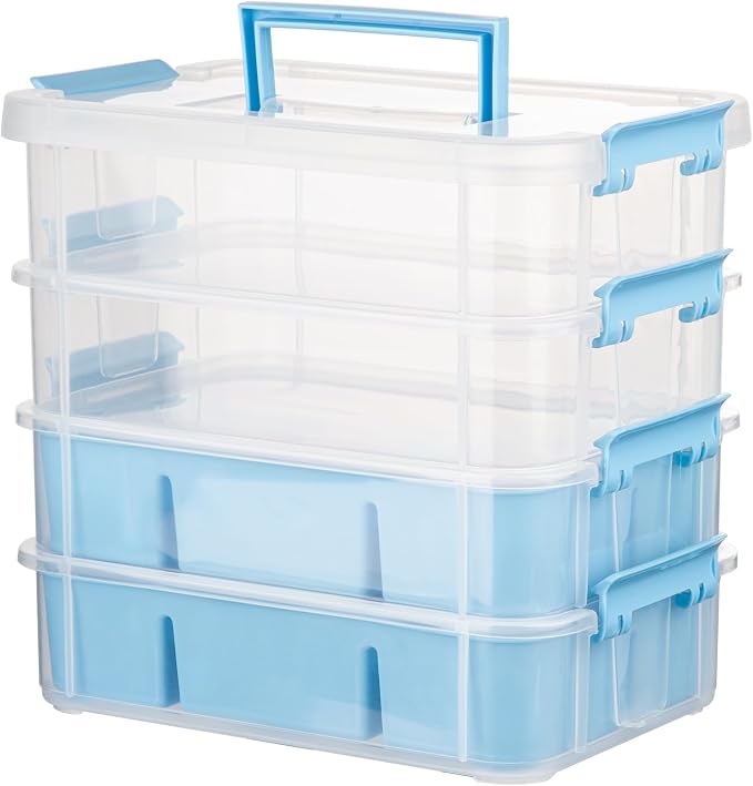 CraftGenes Art Supply Storage Organizer, 4-Tier 10 Qt Box, 2 Trays, Drawing by CraftGenesTools