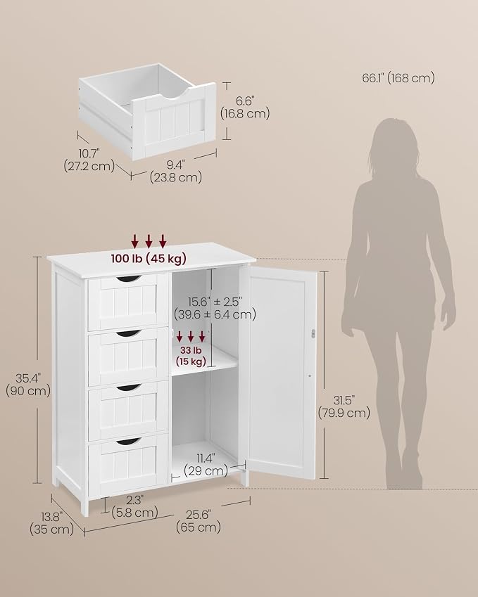 VASAGLE Storage Cabinet with Drawers, Freestanding Floor Cabinet with Door - Image 5