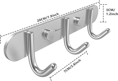 Towel Hook Rack Brushed Nickel 8-Inch Coat Hook Rail Wall Mounted - Image 2