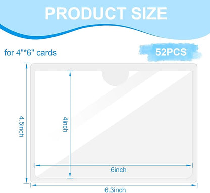 52 Pcs Clear Index Card Holder Self-Adhesive 4"X6" Top Open Label Holder | - Image 3