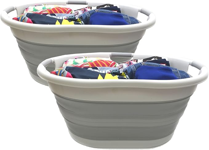 SAMMART 57L Collapsible 3-Handled Plastic Laundry Basket by SAMMART