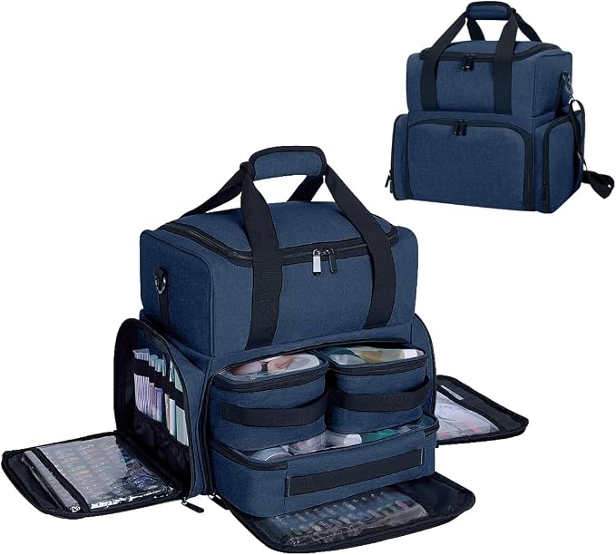 Large Makeup Cosmetic Bag with 3 Removable Case and 2 Removable Dividers Double by UOZL