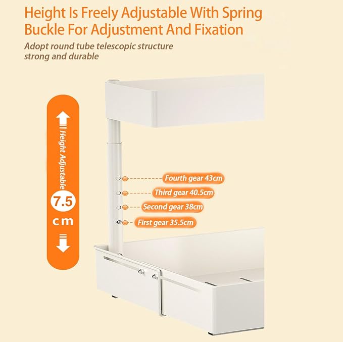 Under Sink Organiser, 2 Tier Pull Out Cabinet Organiser, Height Adjustable Out - Image 6