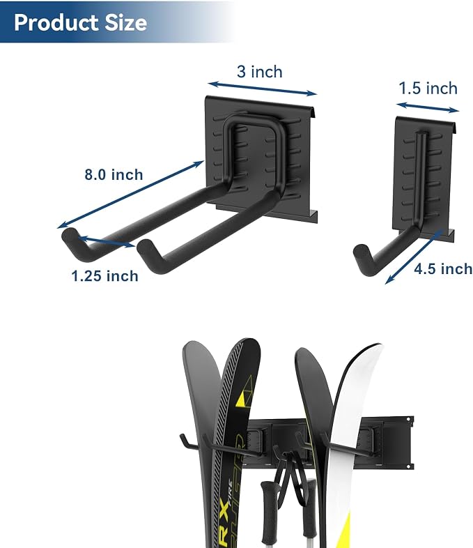 WALMANN Garage Storage Organization System Ski Wall Rack 2 Pairs of Skis Mount - Image 3