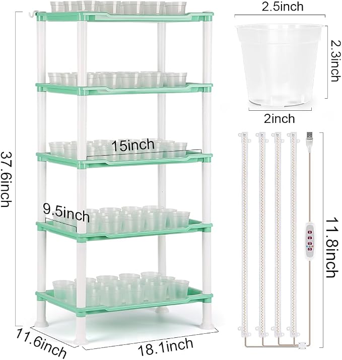 RooTrimmer Seed Starter Tray Unit, 5-Tier Plant Stand - Image 4