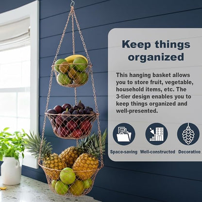 Hanging Fruit Basket – 3 Tier Hanging Baskets - Image 4