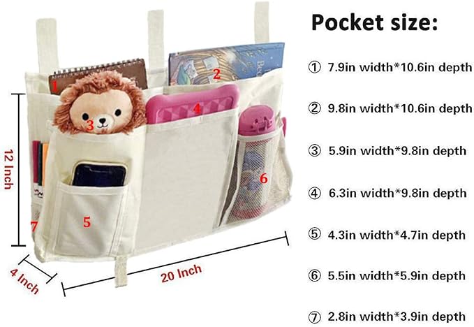 Sugaroom Bedside Storage Caddy, Bunk Bed Organizer Bed Storage Pocket Bedside - Image 5