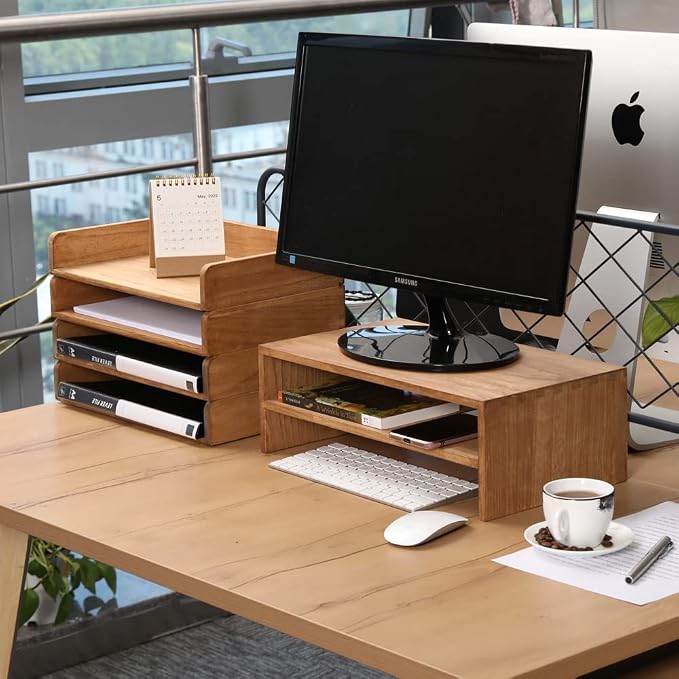Wood Stackable Paper Trays for Office Supplies and Accessories - Image 8